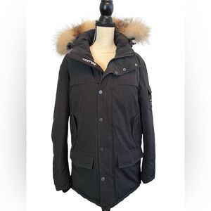 Pajar Canada 1963 Black Down Filled Fox Fur Hooded Parka Jacket Men S MSRP $569